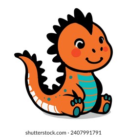 Cute Baby Dragon Cartoon Vector Icon Illustration. Animal Nature Icon Concept Isolated Premium Vector. Flat Cartoon Style