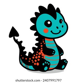 Cute Baby Dragon Cartoon Vector Icon Illustration. Animal Nature Icon Concept Isolated Premium Vector. Flat Cartoon Style