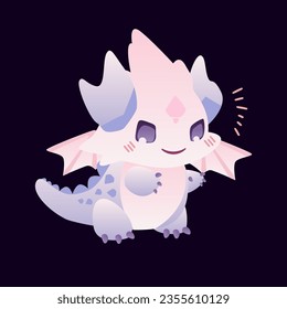 Cute baby dragon. Character for the new year. 2024 Chinese New Year. vector illustration symbol year of dragon 2024 blue color logo