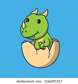 Cute Baby Dragon In Egg Cartoon Vector Icon Illustration. Animal Icon Concept Isolated Premium Vector.