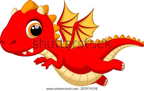 Joli Bebe Dragon En Dessin Anime Image Vectorielle De Stock Libre De Droits