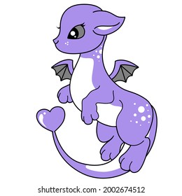 Cute baby dragon with heart shaped tail.
