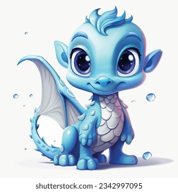 Cute baby dragon isolated on white background. Vector illustrations.