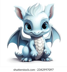 Cute baby dragon isolated on white background. Vector illustrations.