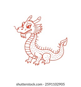 Cute Baby Dragon Line Art Vector Illustration Whimsical Fantasy Creature Graphic Design Element