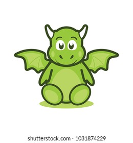 Cute baby dragon mascot logo illustration