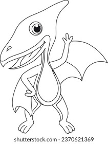 Cute baby dragon, simple thick lines kids or preschool children cartoon coloring book pages. Vectorized clean drawing illustration