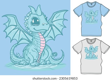 Cute Baby Dragon Vector Illustration