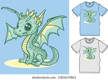 Cute Baby Dragon Vector Illustration