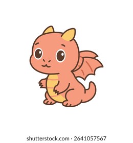 Cute Baby Dragon Vector Illustration