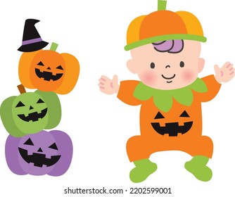 Cute Baby Dressed Up In Halloween Costumes