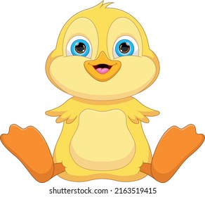 cute baby duck cartoon on white background