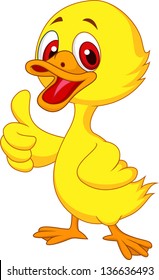 Cute Baby Duck Cartoon Thumb Up,