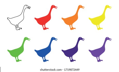 Cute baby duck, colorful cute duck set, with different colors