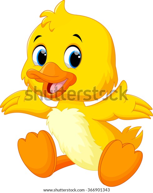 Cute Baby Duck Lifted Wings Stock Vector (royalty Free) 366901343