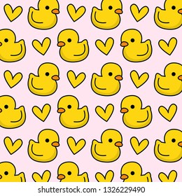 Cute baby duck pattern with heart