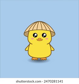 cute baby duck vector design illustration line art. Suitable for t-shirt, sticker, mug, etc. Eps 10