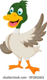 Cute baby duck waving hand