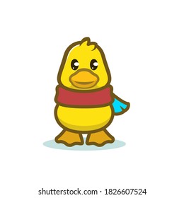 Cute baby duckling mascot design illustration