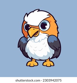 Cute Baby Eagle Icon in Flat Style, Depicting a Swift and Carnivorous Bird