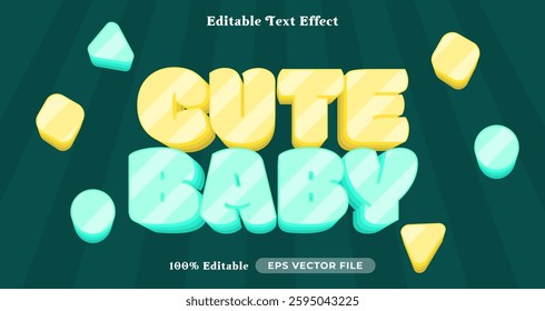 cute baby editable text style, bubble text effect