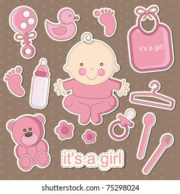 Cute Baby Elements. Vector Illustration