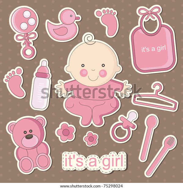 Cute Baby Elements Vector Illustration Stock Vector (Royalty Free) 75298024