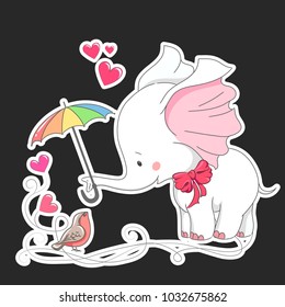 Cute  baby elephant. Animal illustration. It can be used for baby t-shirt and bags design, fashion print and  greeting cards