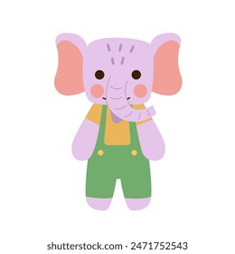 Cute Baby Elephant. Children’s Animal. Scandinavian Style Flat Design. Concept for Children Print. Vector Illustration.