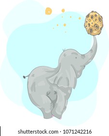 	
Cute baby elephant with balloon cartoon hand drawn vector illustration. Can be used for baby t-shirt print,