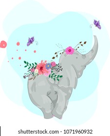 Cute Baby Elephant Balloon Cartoon Hand Stock Vector (Royalty Free ...