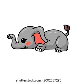 Cute baby elephant cartoon lay down