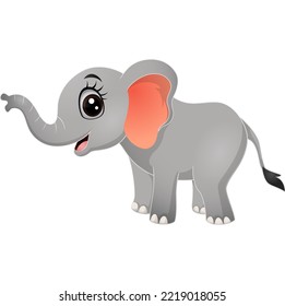 Cute baby elephant cartoon on white background