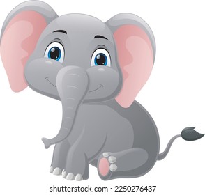 Cute baby elephant cartoon sitting