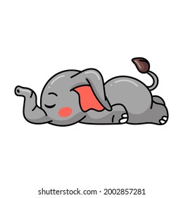 Cute baby elephant cartoon sleeping