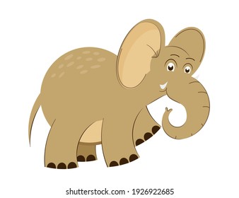 Cute baby elephant in cartoon style. Design of children’s clothing, toys, school supplies. Vector illustration