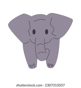 cute baby elephant in cartoon style. front view. isolated on white background. flat vector illustration.