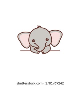 Cute baby elephant cartoon, vector illustration