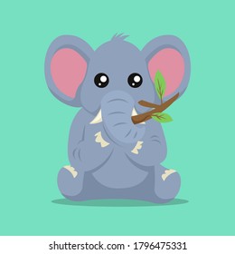 Cute baby elephant character design illustration