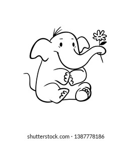 Cute Baby Elephant With Flower