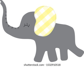 cute baby elephant with gingham pattern