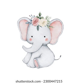 Cute baby elephant, Cute graphic cartoon hand drawn