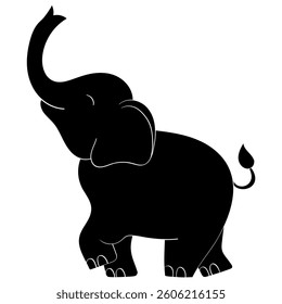 cute baby elephant handrawn solid style illustration