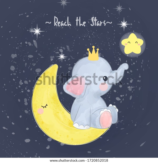 Cute Baby Elephant Illustration Animal Clipart Stock Vector (Royalty ...