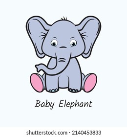 Cute baby elephant illustration. Isolated on white background. birthday invitations, greeting card, fabric. Baby boy.
