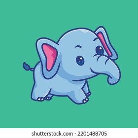 cute baby elephant. isolated cartoon animal illustration. Flat Style Sticker Icon Design Premium Logo vector. Mascot Character
