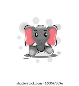 cute baby elephant mascot cartoon design vector