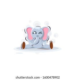 cute baby elephant mascot cartoon design vector