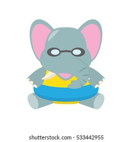 Cute baby elephant mascot expressions set
