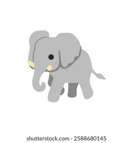 Cute baby elephant on white background. Elephant cartoon clipart. Vector illustration. 